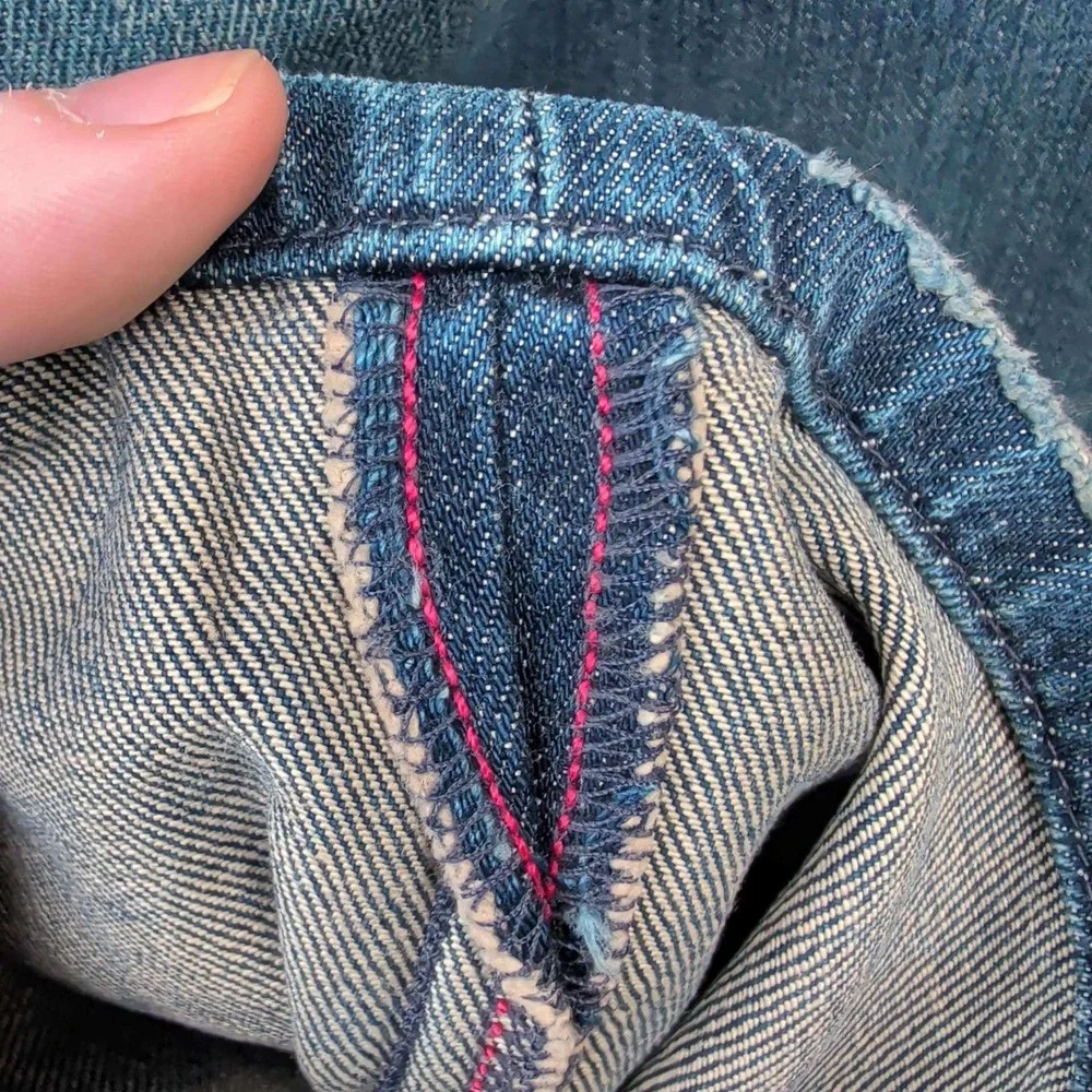 Levi's Red Low Boot Mens 30x30 Blue Distressed Patchwork Jeans